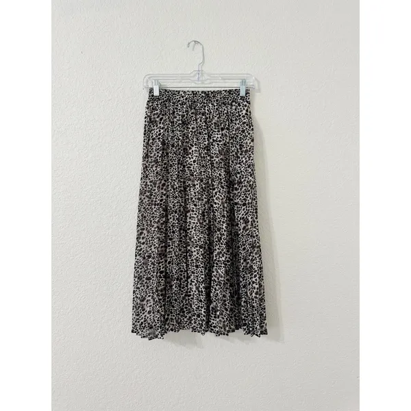A New Day Leopard Print Pleated Midi Skirt XS Animal Print - Image 2