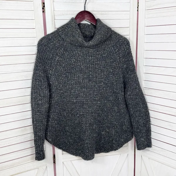 Free People Dylan Tweedy Cowl Neck‎ Wool Blend Sweater Black XS Boho Grunge - Image 8