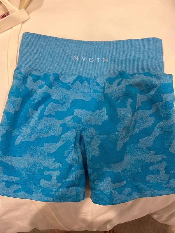 NVGTN Camo Seamless Shorts Caribbean Blue - Image 6