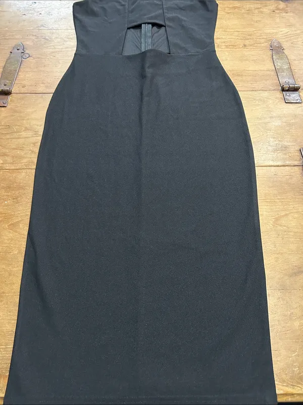 Missguided Black Cutout Bodycon Midi Dress Size 6 Sleeveless Cocktail Party - Image 7