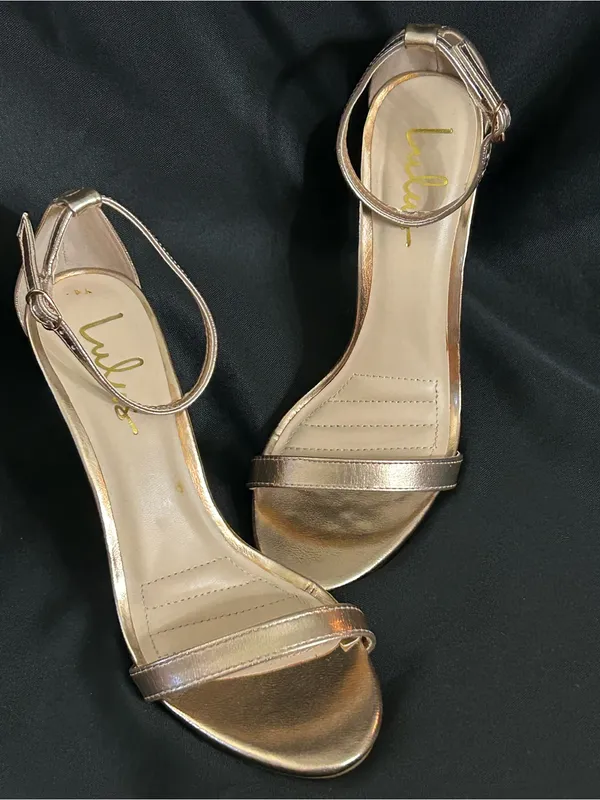 Lulu's Rose Gold Strappy Ankle-Strap Spiked Heels SZ 8.5 - Image 2