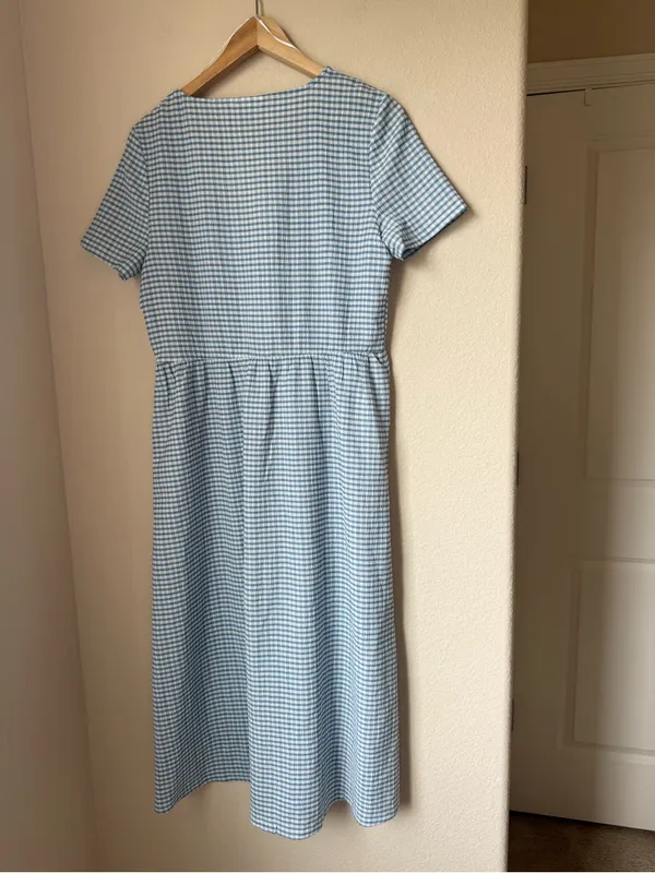 Vila Gingham Checked V-Neck Short Sleeve Midi Dress Size M - Image 2