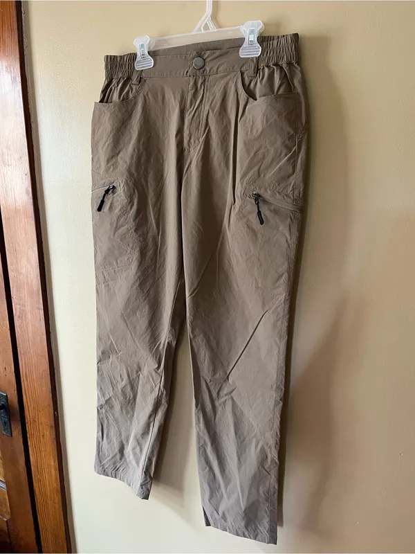 Women's Taupe Cargo Utility Pants with Zip Pockets - Image 3