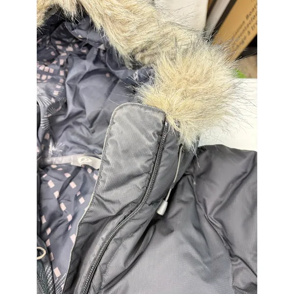 Salomon women black short puffer coat, fur lined hood. Size S. down filled. - Image 4