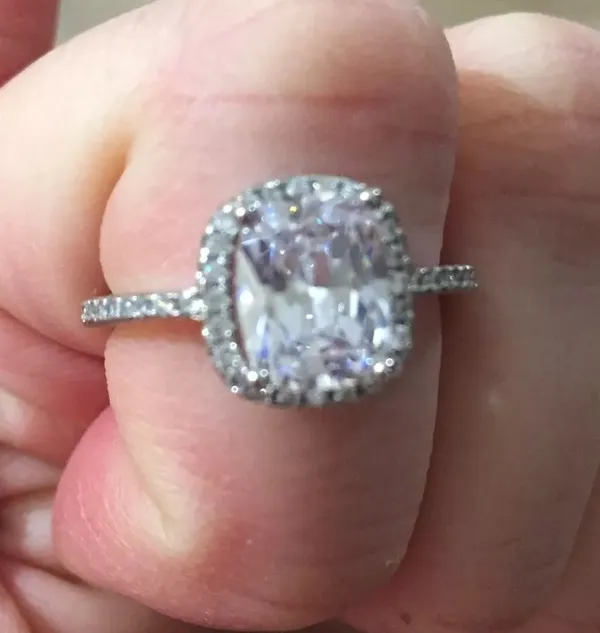 Cushion 3Ct Diamond square 925 logo silver ring engagement bridal 4 5 6 7 8 9 10 - Image 8