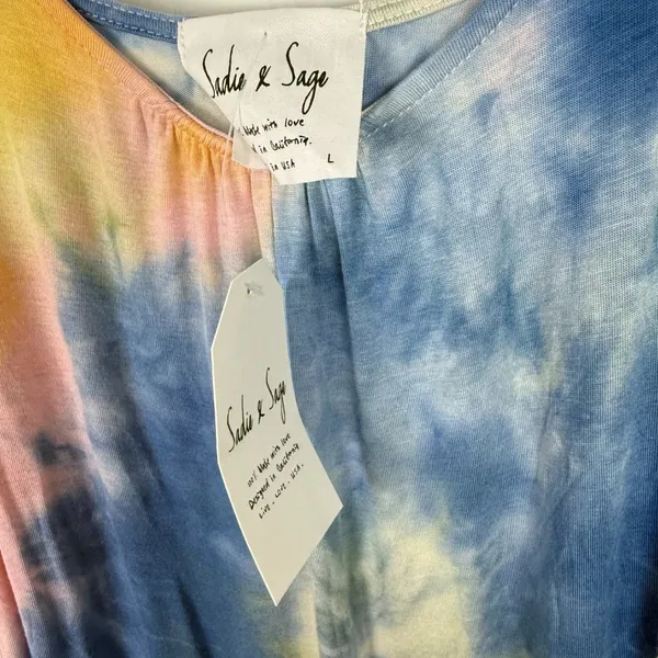 NWT Sadie & Sage Tie Dye Sleeveless Maxi Dress Blue Yellow Size Large L NEW - Image 7