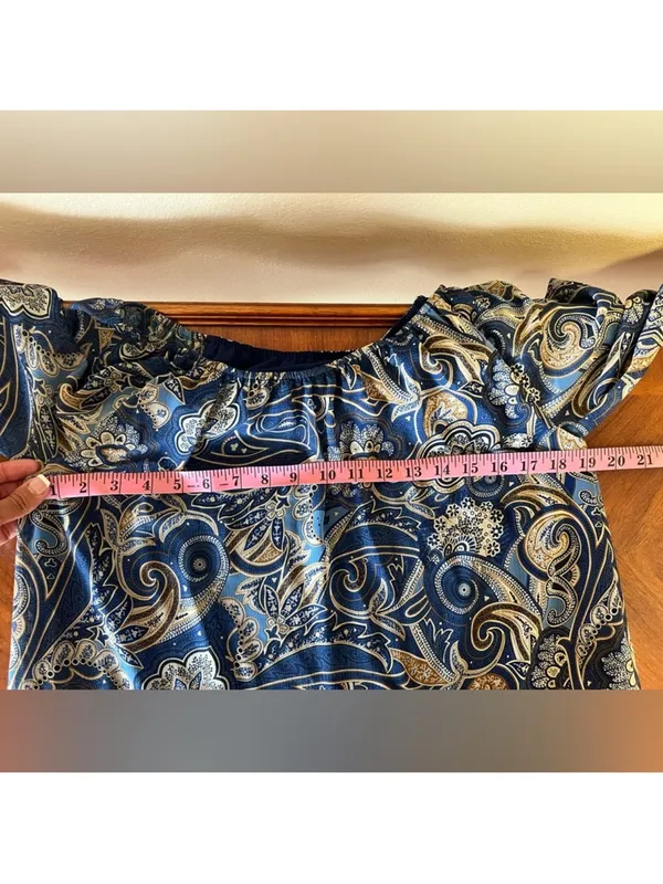 Alice + Olivia Cari Mosaic Paisley Flowy Sleeve Off The Shoulder Mini Dress Sz M - Image 7