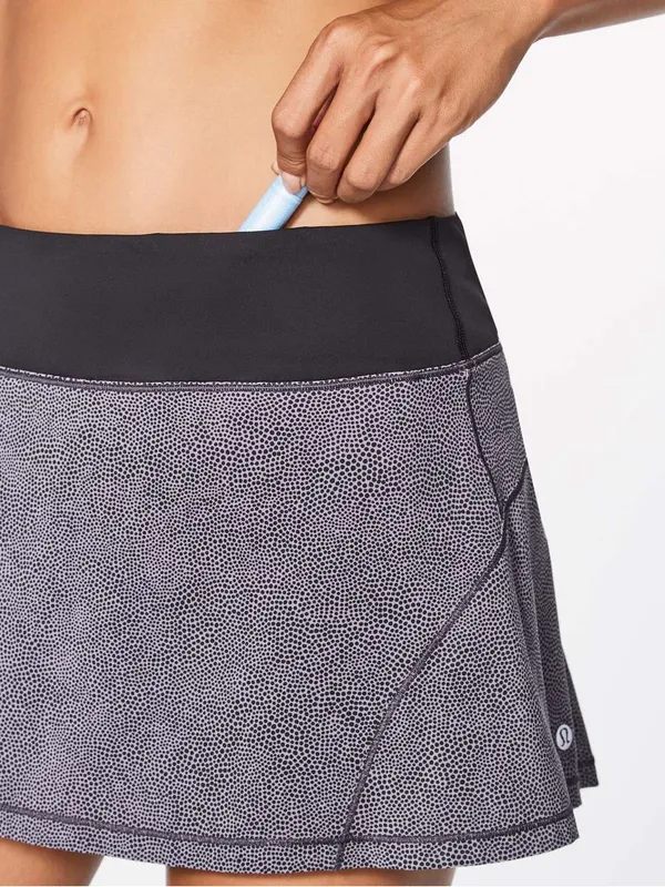 LULULEMON womens circuit breaker black polka dot pleated workout skirt 4 tall - Image 3