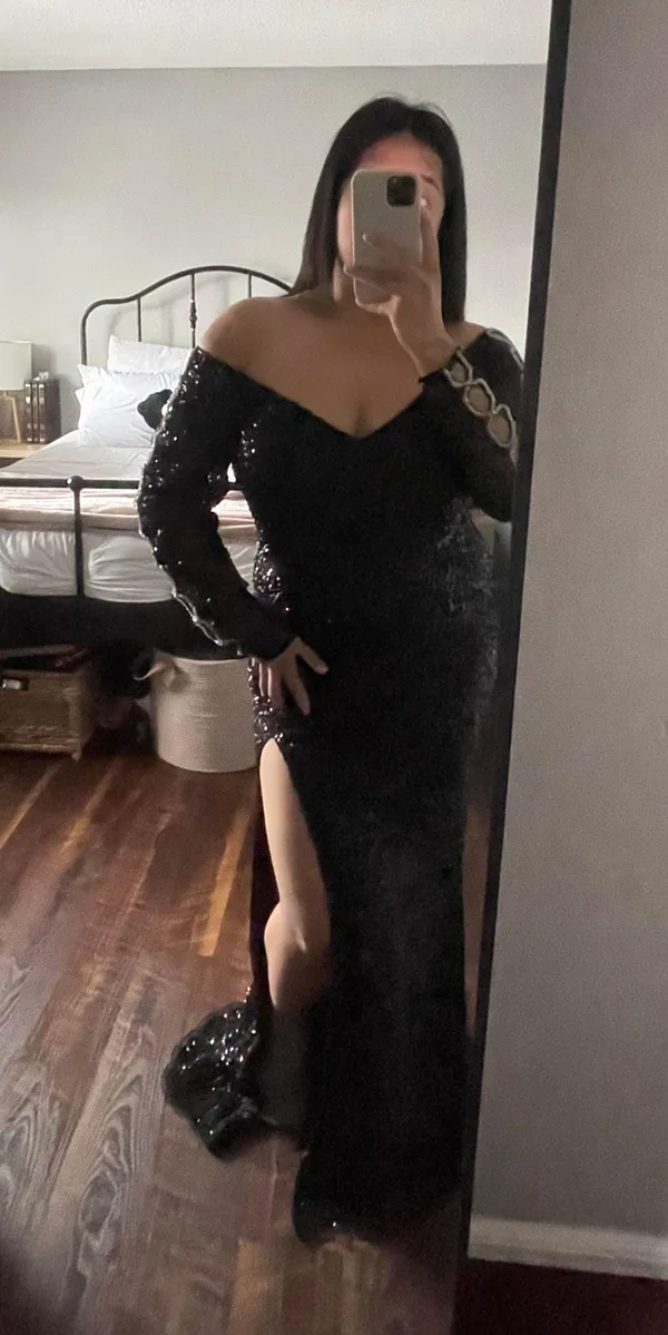 ALETA COUTURE Style 365 Long Sleeve Slit Prom Dress - Image 6