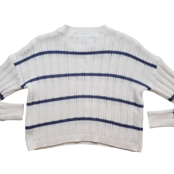 Aeropostale Striped Knit Sweater Womens XS White Blue Preppy - Image 9