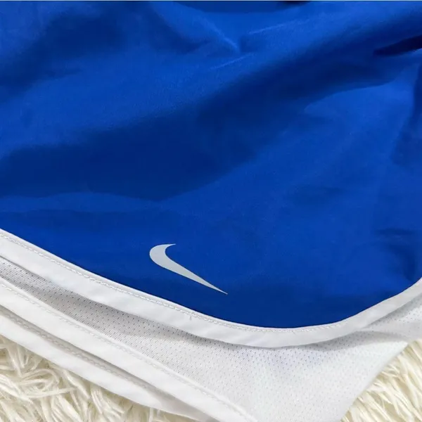 Nike Blue and White Athletic Shorts with Elastic Waistband - Image 2