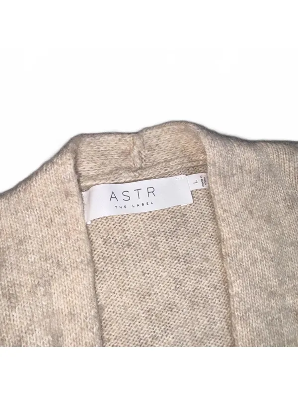 ASTR The Label $80 Wool Tri-Blend Woman’s Large Beige Pleated Wrap Sweater S - Image 3