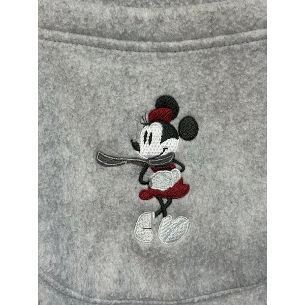 Disney Store Fleece Jacket Womens L Light Gray Mickie & Minnie Button Disneyland - Image 3