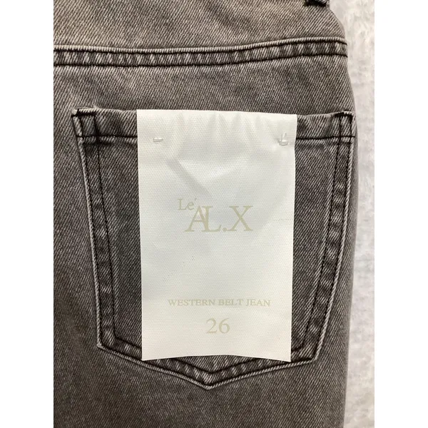 Le ALX Western Belt Jean Grey‎ Fringed Straight Leg High Rise Denim Size 26 NWT - Image 5