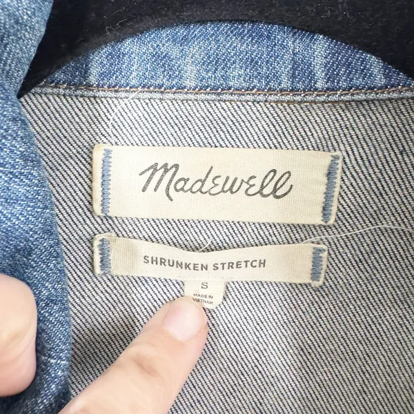Madewell The Shrunken Stretch Jean Denim Jacket Classic Style Layering Blue S - Image 4