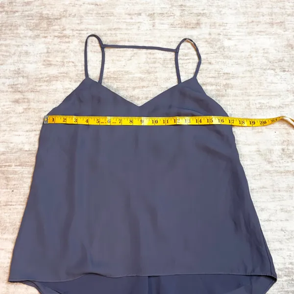 Lush Women’s Medium Blue Slate Chiffon Lace Spaghetti Strap Top Chic Going out - Image 2