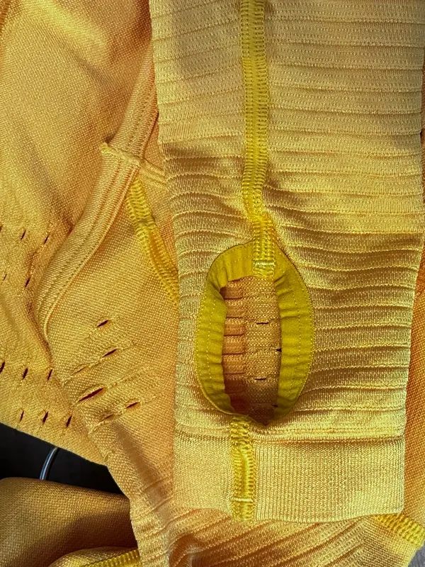 Gymshark Vibrant Yellow Gold Flawless Knit Long Sleeve Eyelet Athletic Crop‎ Top - Image 5