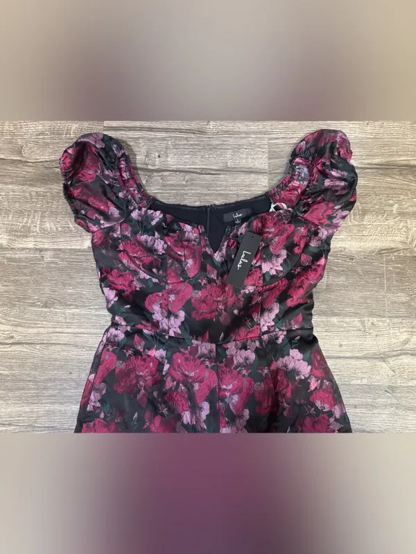 Lulus Floral Off Shoulder Wide Leg Jumpsuit Size L NWT - Image 7