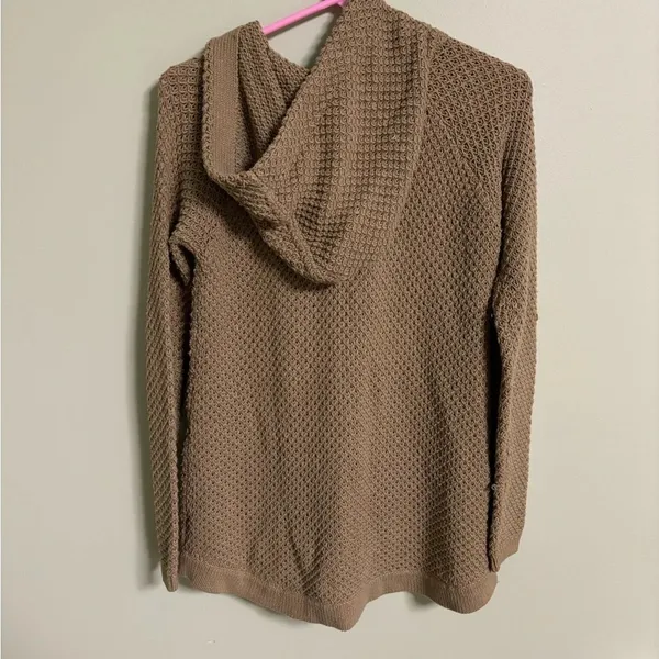 Anthropologie Sparrow Waffle Knit Cardigan Sweater Size Small Hooded Snap Button - Image 2