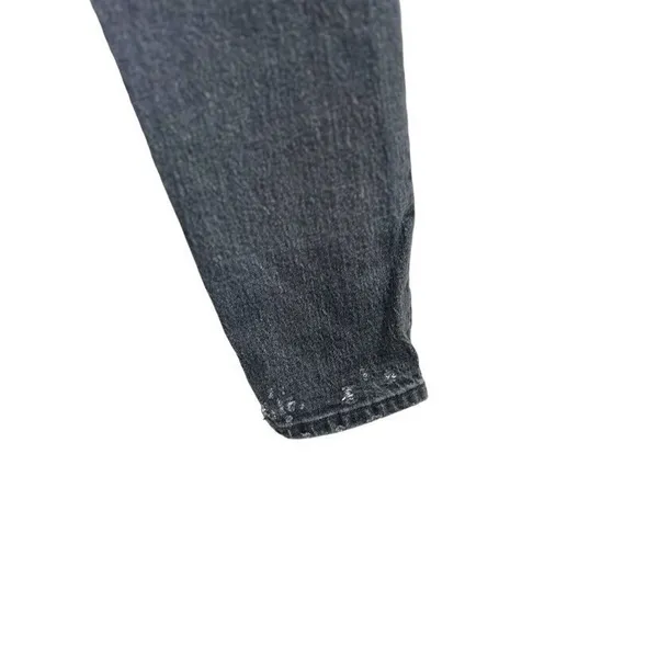 Levis Premium‎ 501 Jeans Women 27x 28 Black Denim Button Fly Straight Distressed - Image 5