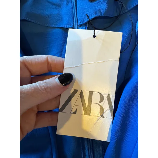 Zara Dress Women Medium Royal Blue Ruched V‎ Neck Sleeveless Midi NWT Party - Image 11