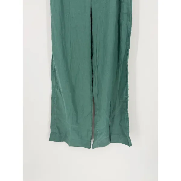 Abercrombie & Fitch Wide Leg Pants Linen Mid Rise 24 Long Green Coastal Chic NWT - Image 3