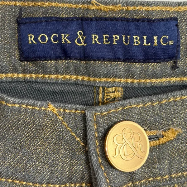 Rock & Republic Grey Gold Metallic Shimmer Skinny Jeans Womens‎ Size 8 - Image 2