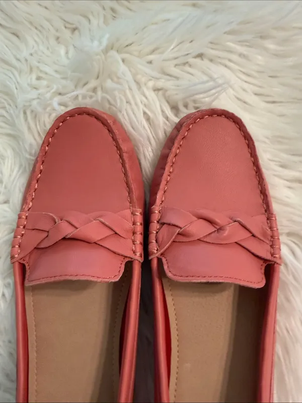 Sperry Coral-Pink Leather Braided Penny Loafers size 7.5 excellent conditions - Image 7
