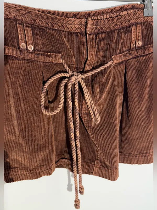 We The Free Corduroy Drawstring Skirt in Rust Free People - Image 4