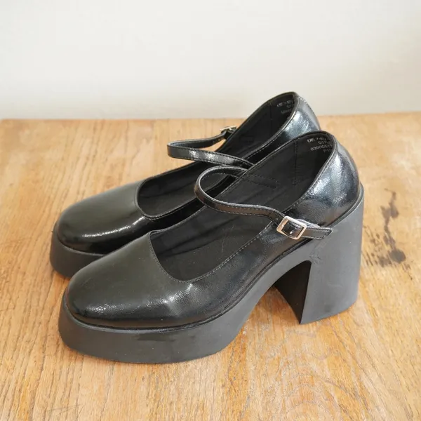 ASOS Women's Size 9 Black Platform Mary Jane‎ Block Heel Shoes Whimsigoth Retro - Image 4