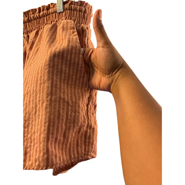 Wild Fable Women's Orange Striped Smocked Paperbag Waist Shorts - Size XL - Image 7