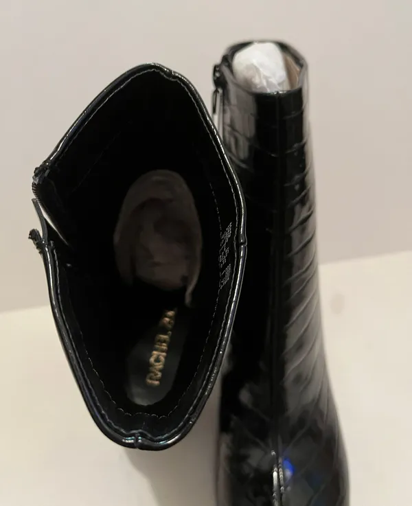 Maya Black Croc Embossed  Platform Boot - Image 5