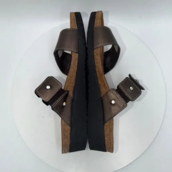 Naot Ashley Women Bronze Metallic Leather Rhinestone Slide Sandals Size 40 - Image 4