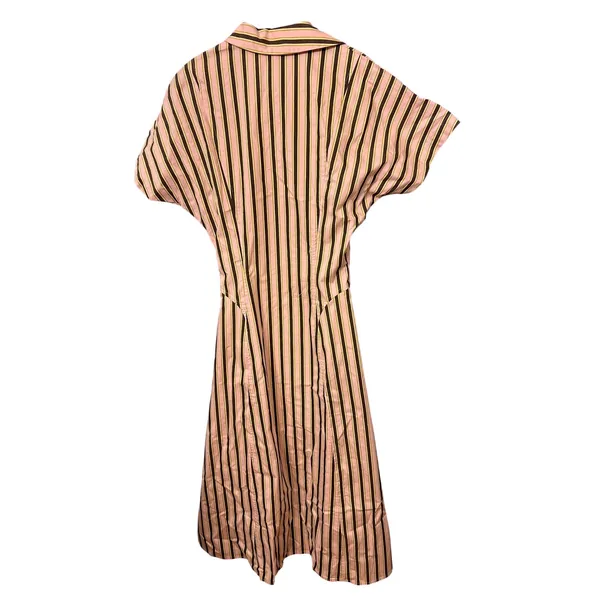 Anthropologie Exquise Raina Short Sleeve Midi Dress Size XS Pink Brown Stripe - Image 7