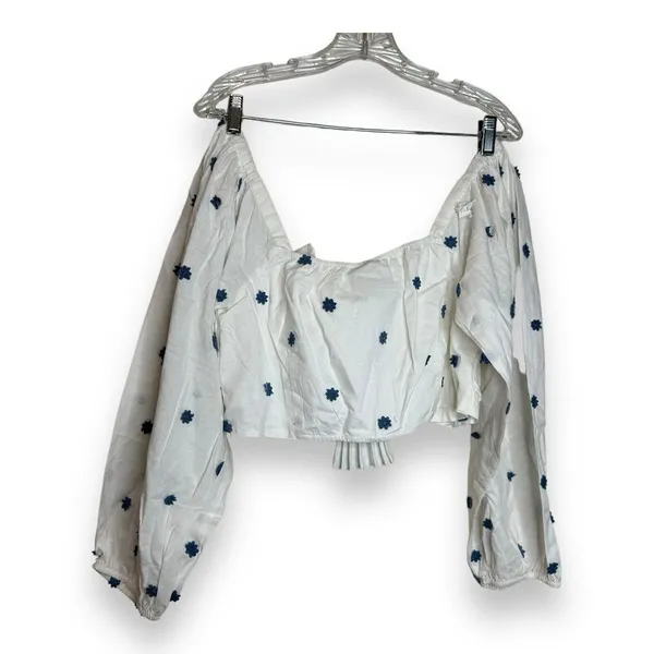 NWOT Farm Rio Flower-Embroidered Cotton Crop Top Size XL‎ - Image 3