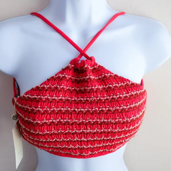 Maaji‎ Bikini Top Womens Large Red Reversible Smocked Floral Halter 3011MTS NWT - Image 11