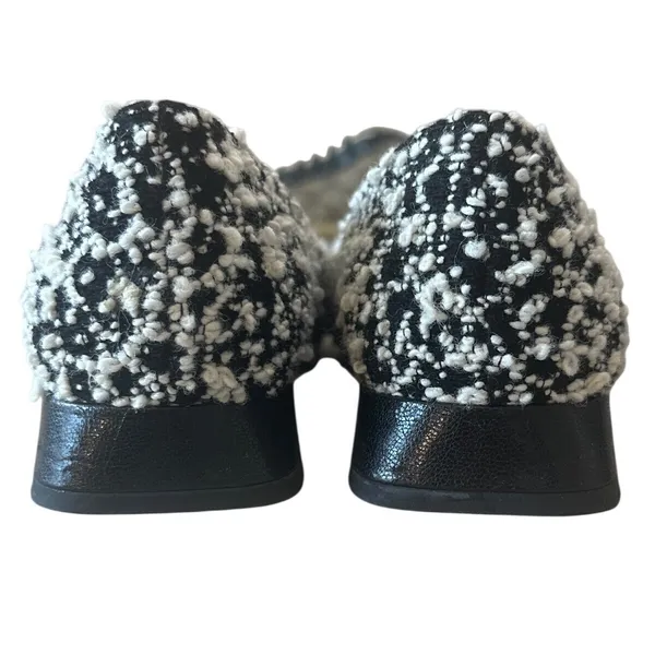 Tory Burch Georgia Boucle Tweed Pointed Toe Flats Black White 9.5 - Image 4