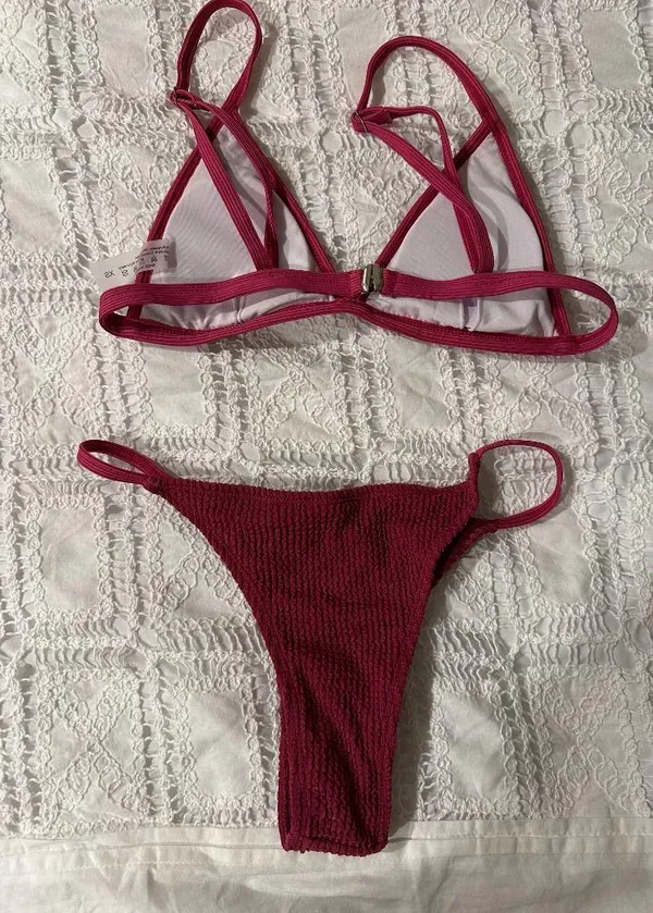 Shein Ribbed Triangle Bikini Set - Image 3