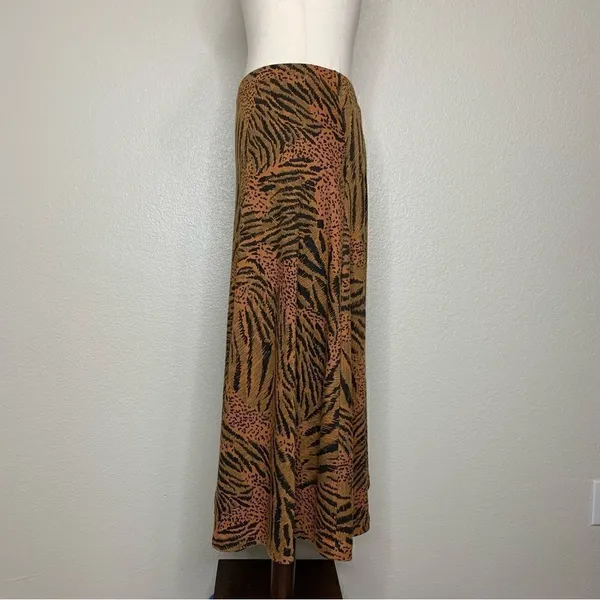 Silver Threads Vintage Animal Print Stretchy Knit Pull On Midi Skirt, Sz Medium - Image 4