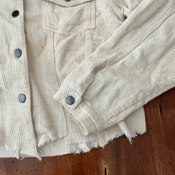 Pol Cream Distressed Button Front Corduroy Jacket - Image 7