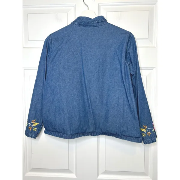 Willow Ridge Vintage NEW‎ Lightweight Floral Embroidered Denim Jacket Shirt - Image 4
