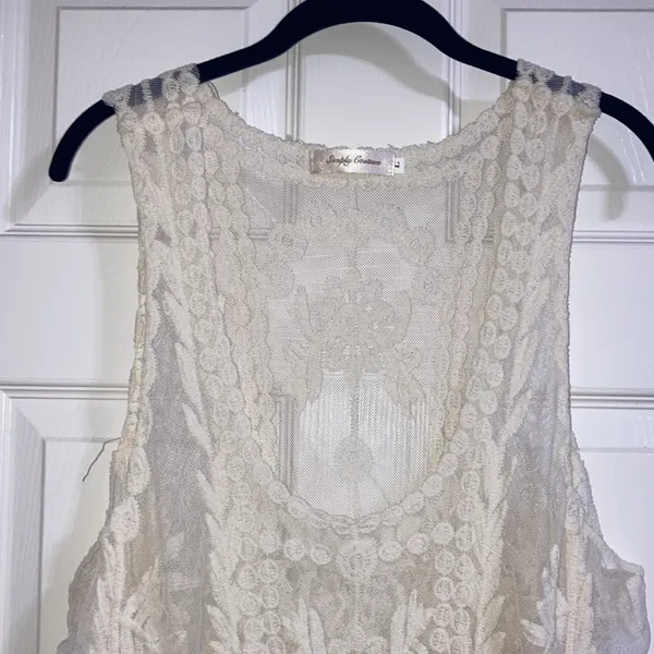 Simply Couture size large cream color sheer lace swimsuit coverup or dress - Image 5