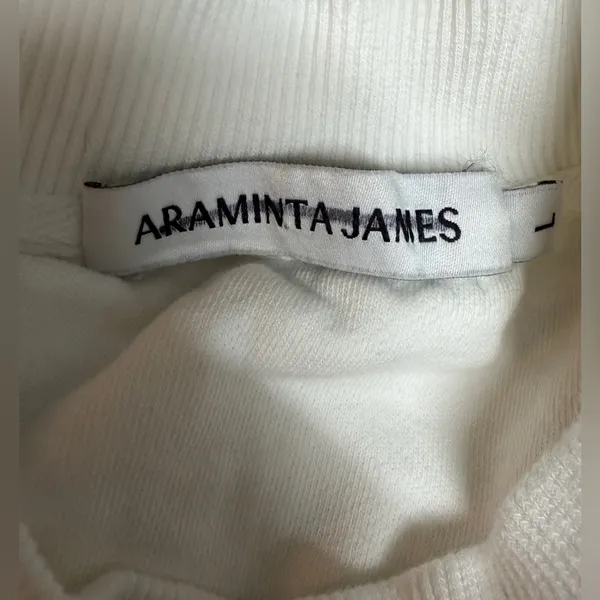 Araminta James White Crew Neck Sweater Merci‎ Red Spellout - Image 6