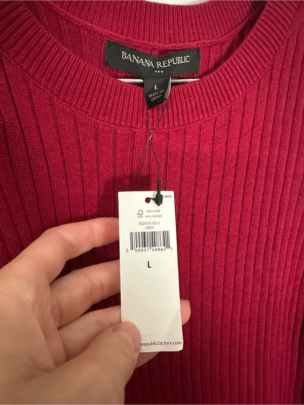 NWT Banana Republic ribbed midi dress red large - Image 3