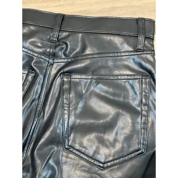 Abercrombie & Fitch ’90s Straight Ultra High Rise Faux Leather Pants Sz 6 Black - Image 11