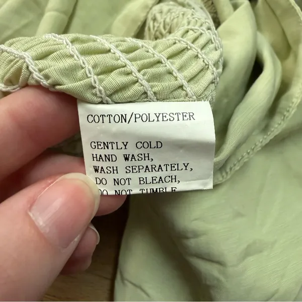 Petal & Pup Celine Top Puff Sleeve Tie Front Blouse in Green Women’s Size 10 - Image 7