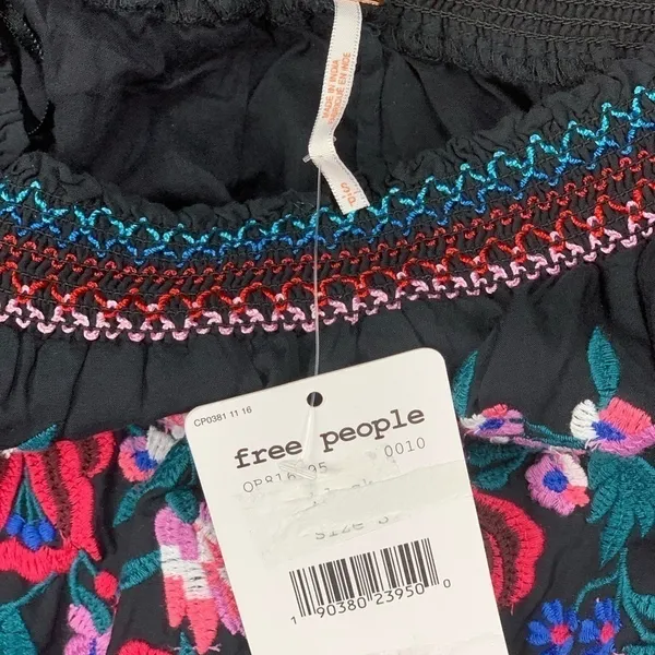FREE People Embroidered‎ Floral Black boho dress - Image 7