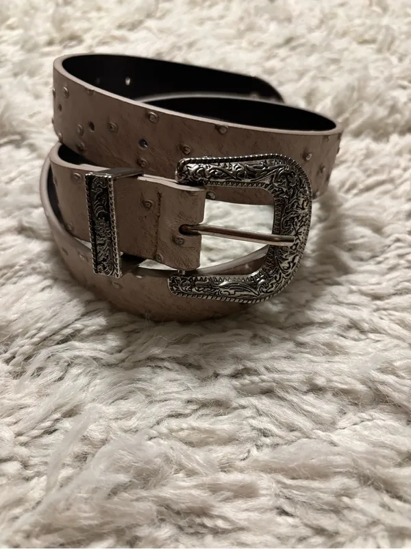 Vintage Belt Women’s Crocodile Embossed Western Beige Belt One Size - Image 6