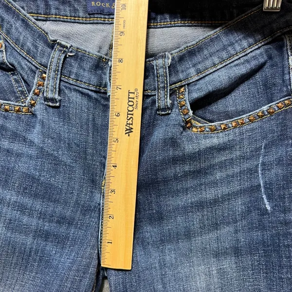 Rock Republic Bootcut Jeans Embellished Pockets Dark Wash‎ Denim Size 6 Flare - Image 5