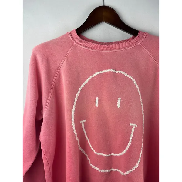 Women’s I.S.M.B.S Medium Pink Smiley Crop Sweatshirt - Image 2